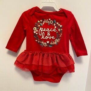Cat & Jack Baby Girl Infant Peace & Love Tutu Bodysuit Size 3-6 Months